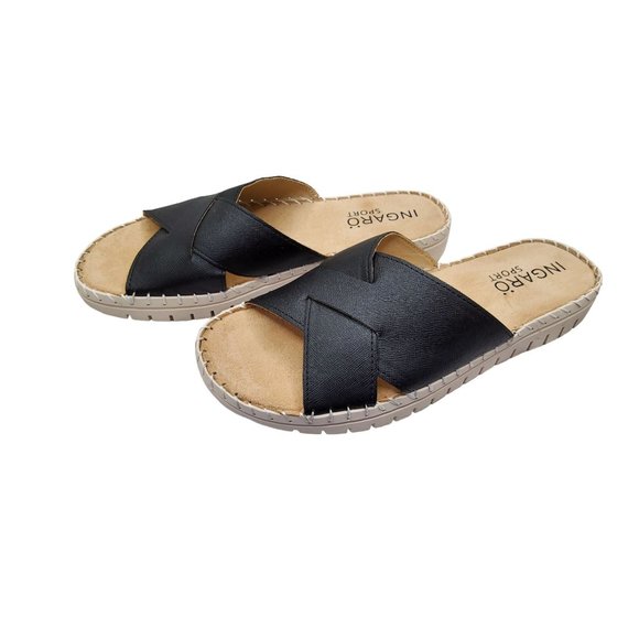 ingaro womens ingaro sport "tess" slide on black strap sandals. - Picture 3 of 6
